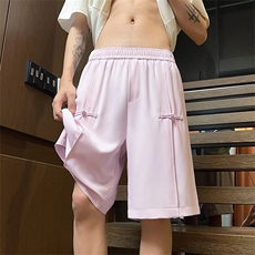 X2447-TP20不控价新中式风设计感短裤夏季冰丝垂感宽松五分裤，男装牛仔裤，电商A102-1
