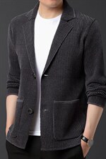 2023春秋季新款男士商务休闲开衫翻领扣子针织衫外套中年男装上衣，男装针织衫/毛衣，电商B212（原钱塘6029）