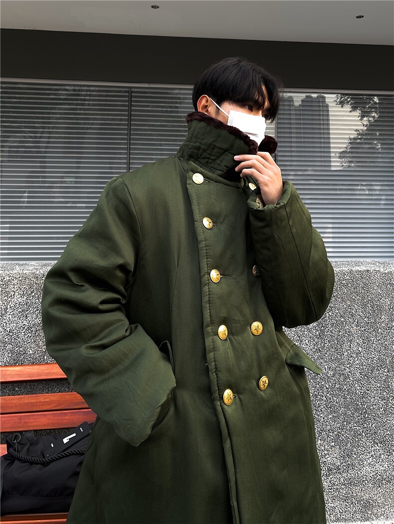 军绿色棉大衣男2024秋冬季新款加厚保暖棉衣外套东北军阀少帅服潮图片