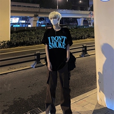 玫红色长袖T恤男春秋季美式复古街头痞帅潮牌ins上衣小领口打底衫，男装T恤，星座310A-4