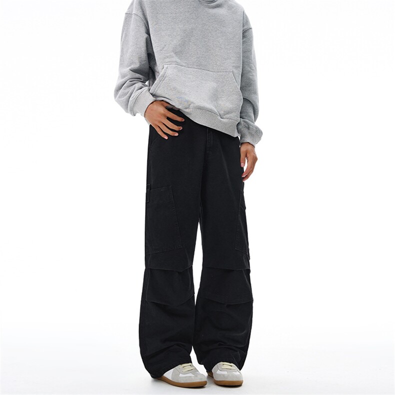 2025秋冬松紧腰美式石磨水洗复古珠帆马丁休闲裤男直筒宽松工装裤，男装工装外套，星座301D-3
