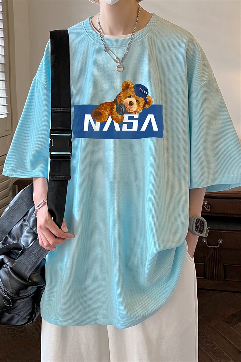 NASA华夫格t恤男短袖男大码五分袖酒店风HT7347-P22,男装T恤,电商A040