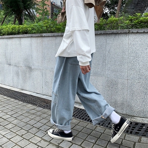 20港风秋款男牛仔裤宽松工装休闲潮直筒裤nk805 P45图片
