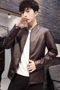 春秋韩版潮流帅气修身PU皮衣男短款青年皮夹克机车服外套813-P55图片