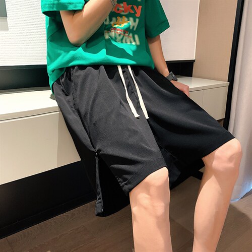 DSA028-KBDK06P25100聚酯夏季新款运动裤宽松麻料冰丝休闲短裤，男装休闲裤，电商A028