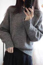 时尚百搭女士羊毛衫宽松落肩圆领设计羊毛秋冬保暖毛衣，女装羊毛衫，旭驰羊绒