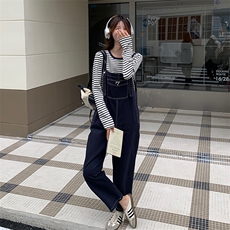 （2024新款现货）学院风背带裤条纹套裤212A-8851-P135-K199，女装套装/套裙，浙宝212A