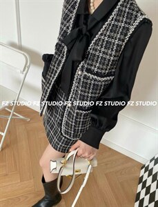 秋季新款，小香马甲套装图片
