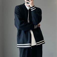 棒球领轻熟风宽松百搭拉链潮牌长袖毛衣男撞色韩系MYM152，男装针织衫/毛衣，星座516A