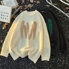 M8176/P65秋冬个性字母圆领毛衣潮流宽松针织衫卫衣美式高街休闲，男装针织衫/毛衣，电商A141