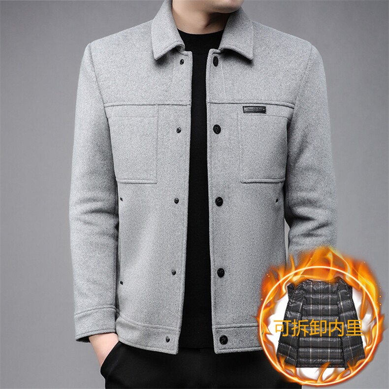 B811白鸭绒90绒毛呢羽绒服内胆可脱卸商务精品男士羽绒服外套,男装羽绒服,钱塘207-3