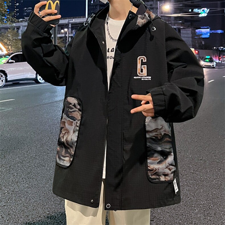 冲锋衣外套2024秋季连帽潮牌痞帅炸街夹克登山服A436-23301-P70,男装夹克,电商A436
