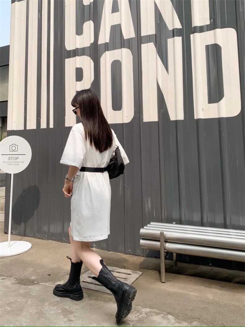 双口袋拼接连衣裙，女装连衣裙，Queena PHoebe