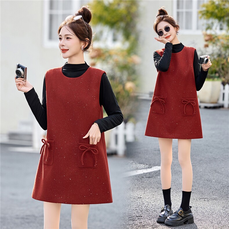 优雅连衣裙套装女2026春新款气质高级感打底亮片背心裙两件套，女装套装/套裙，冬木谷雨