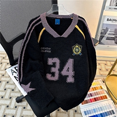 美式机车风v领毛衣女秋冬复古毛衣MY9228P60，男装针织衫/毛衣，星座1116-2