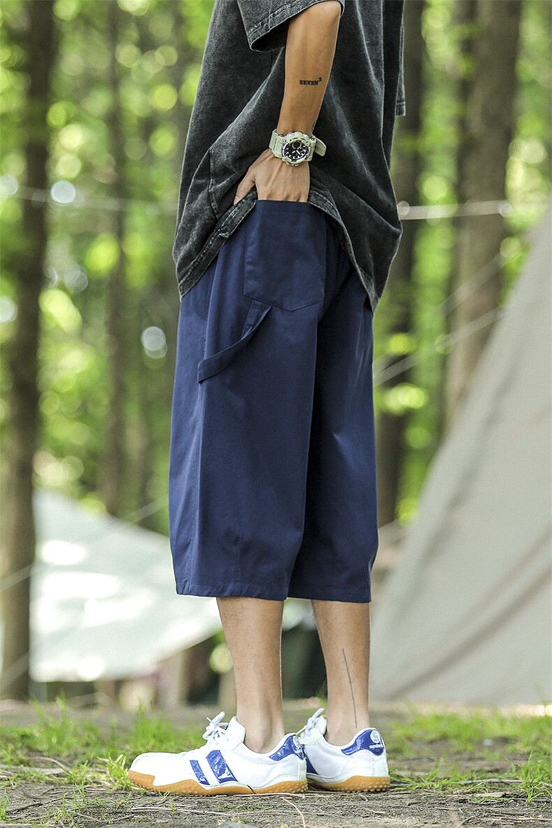 夏季男士七分裤潮牌休闲宽松薄款短裤凉感透气裤子-A921TP38控59,男装牛仔裤,电商B241