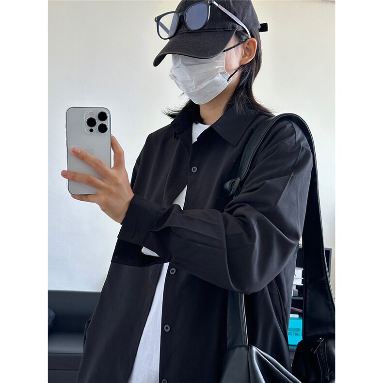 四季薄款冰丝长袖衬衫男简约纯色垂感休闲长袖痞帅衬衣CS031-P28,男装衬衫,星座301C-5