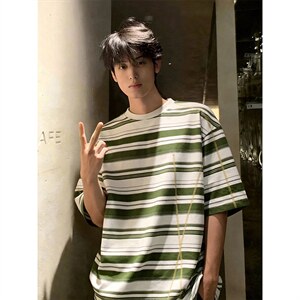 2026夏季新款时尚条纹哈苏线短袖T恤男DT6259-特P35建议零售价88，男装T恤，电商A001