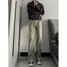 美式高街vibe拼接黄泥牛仔裤修身直筒裤XZ310A-4-NZ27JG，男装牛仔裤，星座310A-4