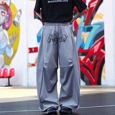 YC0157-P40美式字母刺绣褶皱伞兵工装裤2025春季新款阔腿运动裤，男装休闲裤，电商C233