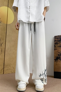 8XL-M 特大码休闲裤男风竹叶新中式裤子男冰丝直通裤K971P40图片