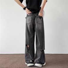 破洞牛仔裤男士韩版潮流高街百搭夏季2024新款ins长裤RK1795-P43，男装牛仔裤，星座412-3