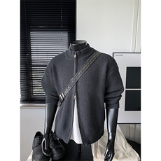 现货高品质620g肌理感双拉链大码针织毛衣外套男MY121-特P40控88，男装针织衫/毛衣，电商A001-1