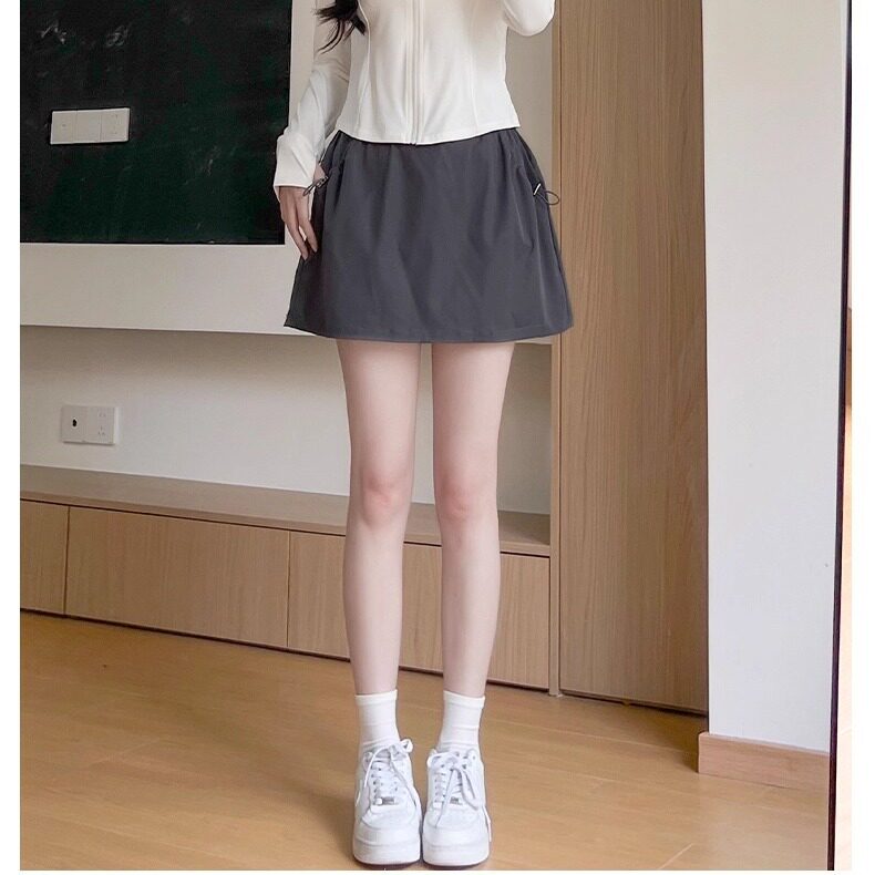 灰色工装短裙女2025夏季新款防走光a字半身裙小个子运动裙裤薄款，女装半身裙，星座1210-1
