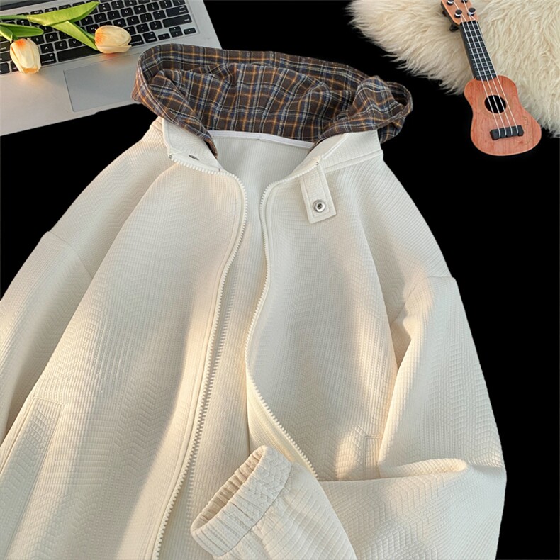 2026春季新款港风摆拍大码肌理感连帽夹克M-5XHJ25057-特P55，男装夹克，电商A022