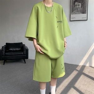 套装男夏季新款港风宽松短袖短裤一套运动装TZ911-P45图片