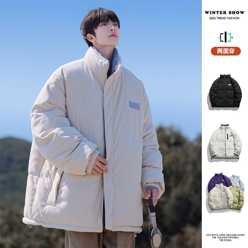 秋冬新款纯色灯芯绒棉衣宽松日系百搭棉衣外套MY9315P-95,男装棉衣,电商A128