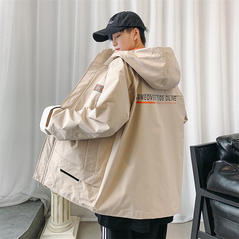 2021春季男士休闲港风外套男潮流夹克外套男宽松拼接9213-P75,男装夹克,电商A128