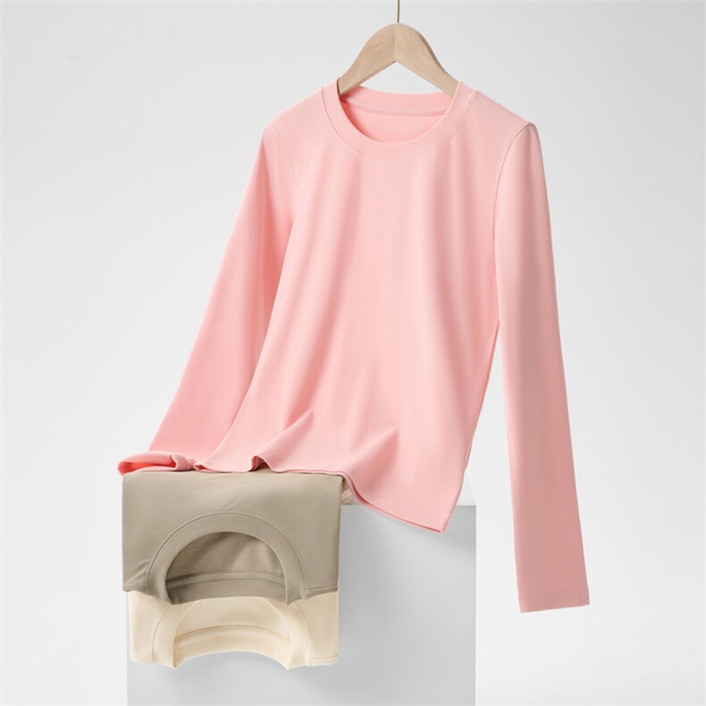 秋季女款长袖220g氨纶纱（莱卡棉）正肩长袖#SHJ-1013T，男装卫衣，电商A110