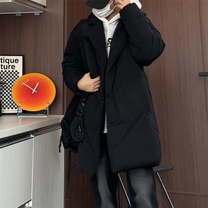 MY5082/P110冬季新男士中长款棉衣男宽松大码西服领棉服保暖棉袄图片