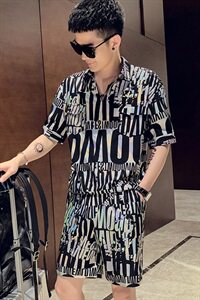 TZ502夏季社会精神小伙短袖短裤套装网红同款潮流男图片