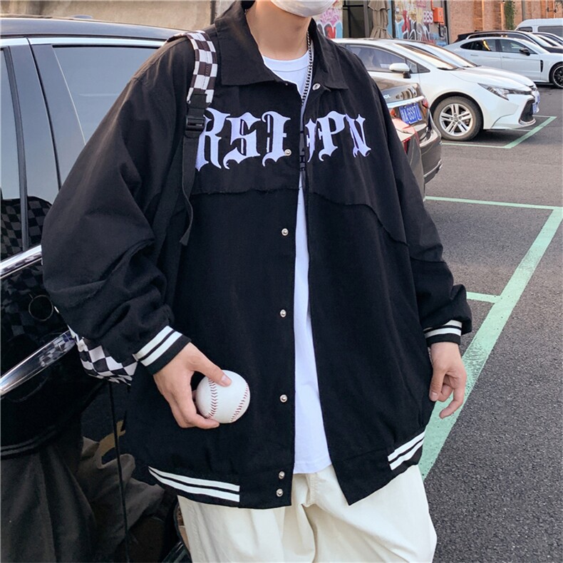 美式高街外套男春秋宽松情侣衣服潮牌ins棒球服夹克JK08516-P60,男装夹克,星座308B-1