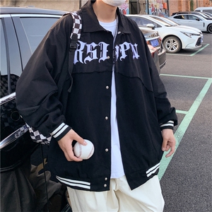 美式高街外套男春秋宽松情侣衣服潮牌ins棒球服夹克JK08516-P60,汉服裙子搭配日常衣服男生图片