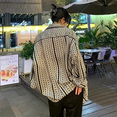原宿慵懒衬衫街头气质ins文艺设计感满印特宽版冰丝衬衫CK02P35，男装衬衫，星座1116-2