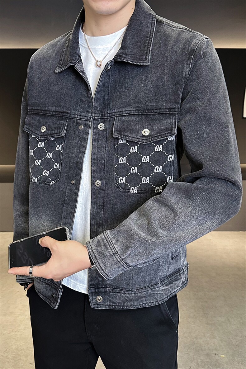 牛仔外套男水洗高级感衣服秋季修身牛仔夹克C317-J6510-P125,男装夹克,电商C317