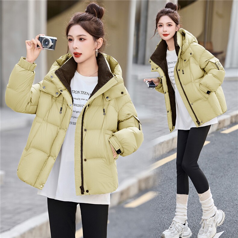 2025年冬季有帽不可拆90白鸭绒保暖，女装羽绒服，艾尚靓装