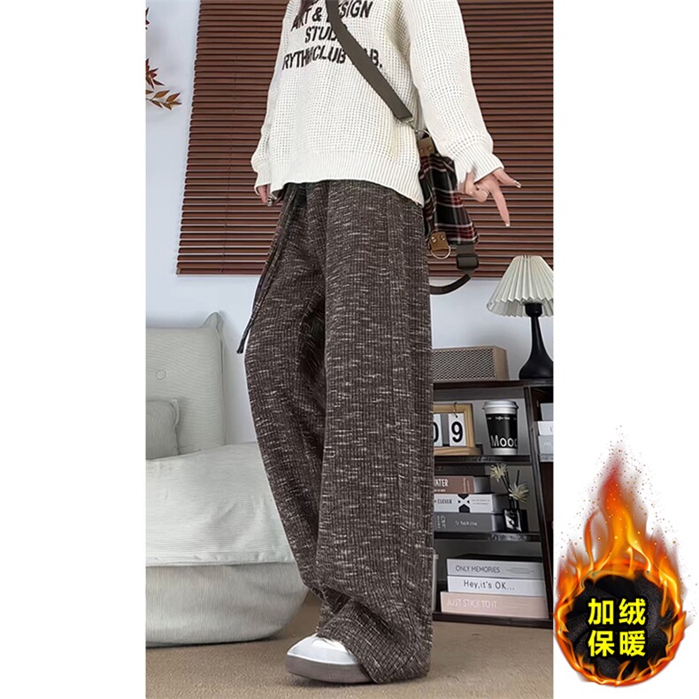 美式宽松阔腿裤垂坠感抽绳加绒加厚休闲裤男K8690JR（加绒）特P52,男装卫衣,电商A007