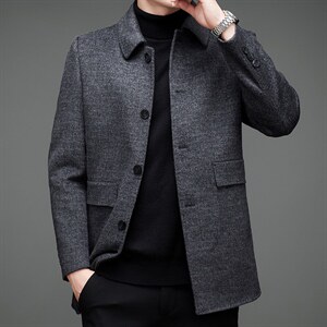 新款羊毛呢大衣秋冬商务中年男士羊毛保暖时尚外套MNSAA8166-P315,男装风衣,电商B212（原钱塘6029）