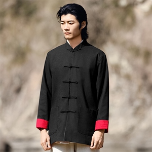 22973^中式改良汉服两面穿唐装上衣男复古盘扣夹克