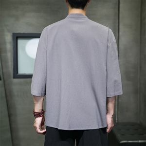 2023风男装盘扣唐装汉服五分袖短袖衬衫衬衣A203A-C11图片