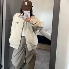 美式复古双面穿短款外套春秋款格子翻领夹克高级感棒球服，男装夹克，星座506A