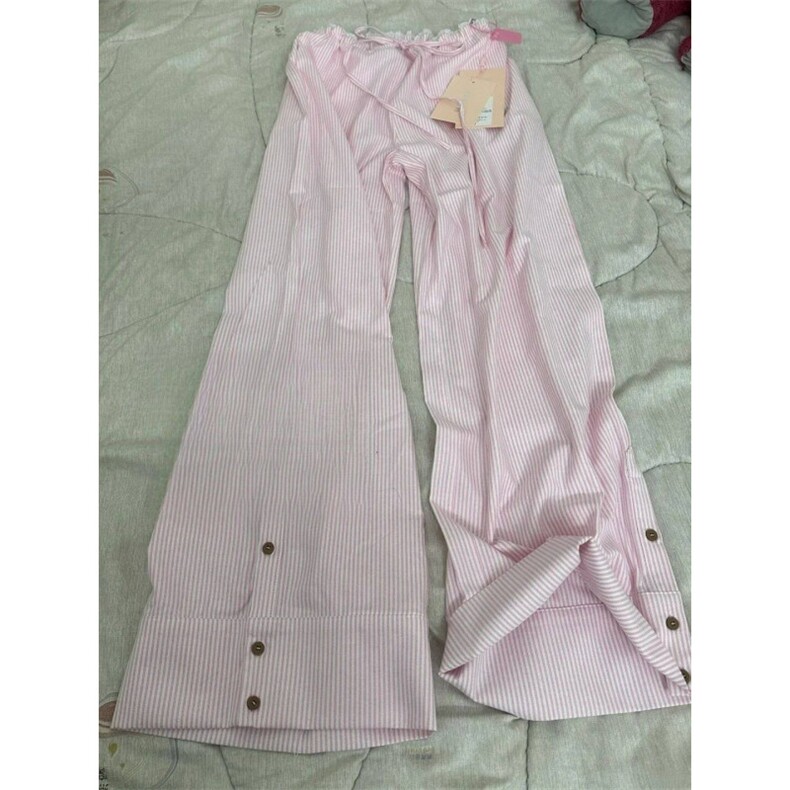 AK2366-P50新款设计感竖条纹阔腿裤女慵懒宽松休闲垂感拖地裤，女装休闲裤，星座617A-2