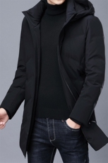 中年男士中长款可脱卸帽羽绒服冬季新款休闲加厚保暖爸爸装外套，男装羽绒服，电商B212（原钱塘6029）