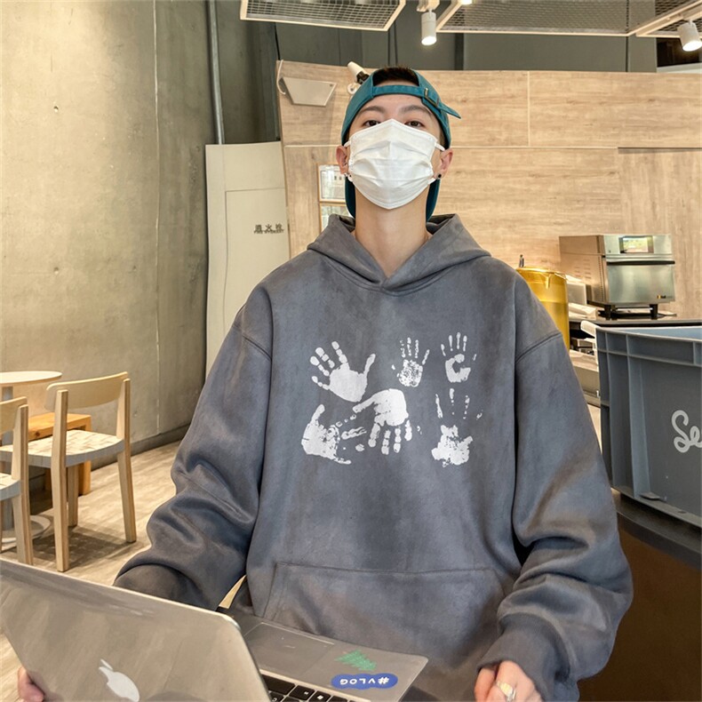 23/秋季360G麂皮绒印花宽松休闲连帽卫衣JWY3271P50控69,男装卫衣,电商B370