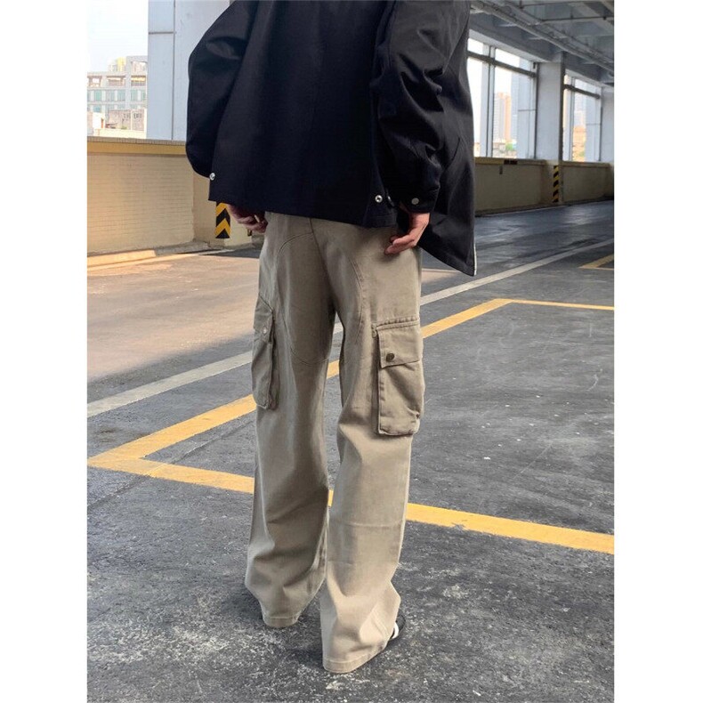 D55-P70立体剪裁水洗做旧风琴口袋修身微喇工装裤Cleanfit,男装工装外套,星座617A-1（原B318A）