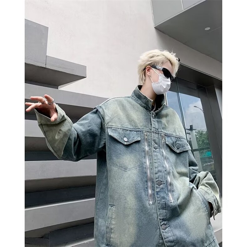 N1220-P65装牛仔外套男潮牌春秋季日系痞帅衬衣夹克,男装工装外套,电商B323A